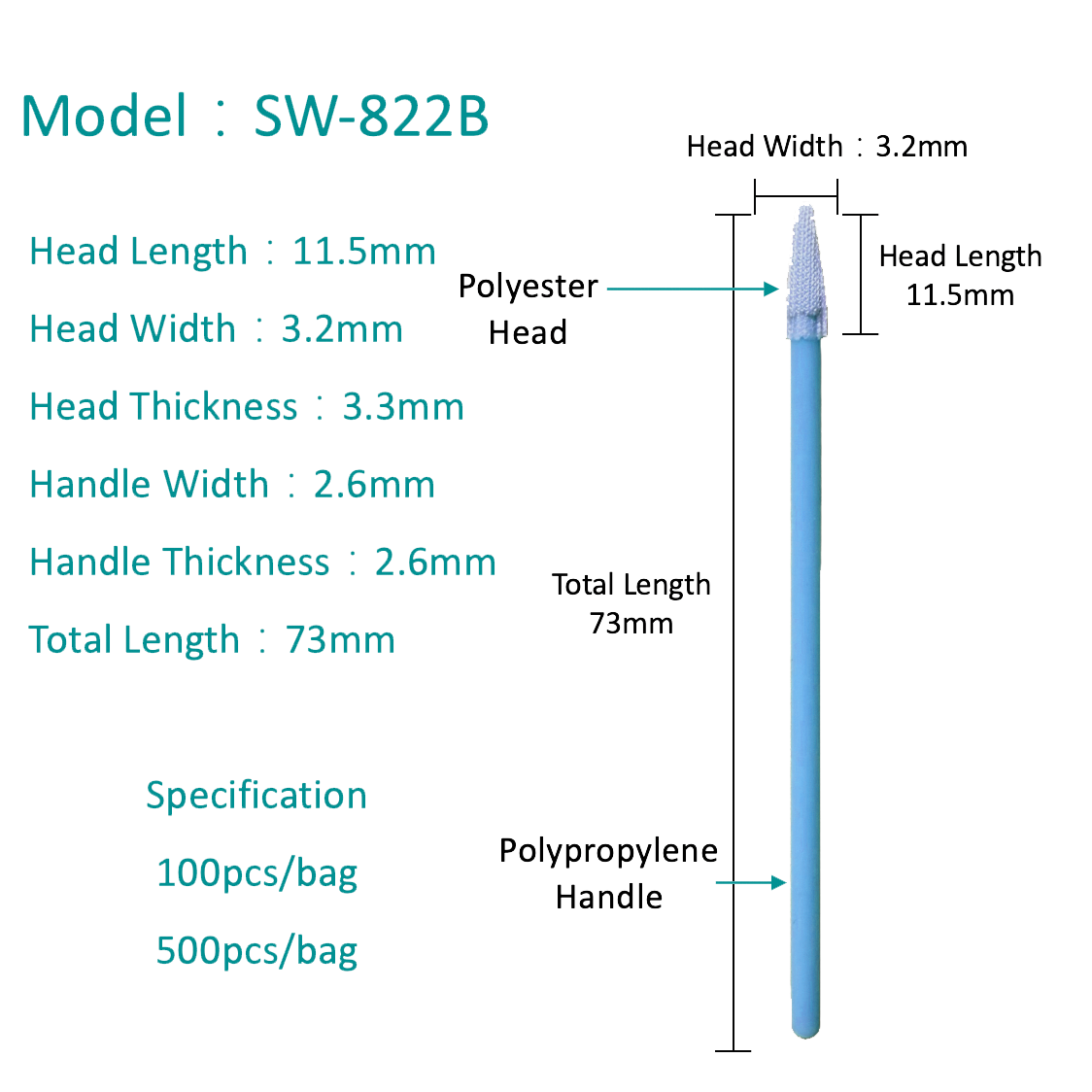 SW-822B HISTA DE POLIESTER DE ABSERFICIO SWAB