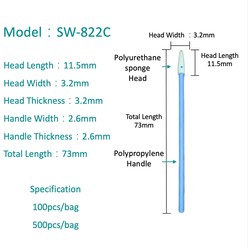SW-822C SwaB de sala limpia de espuma puntiaguda