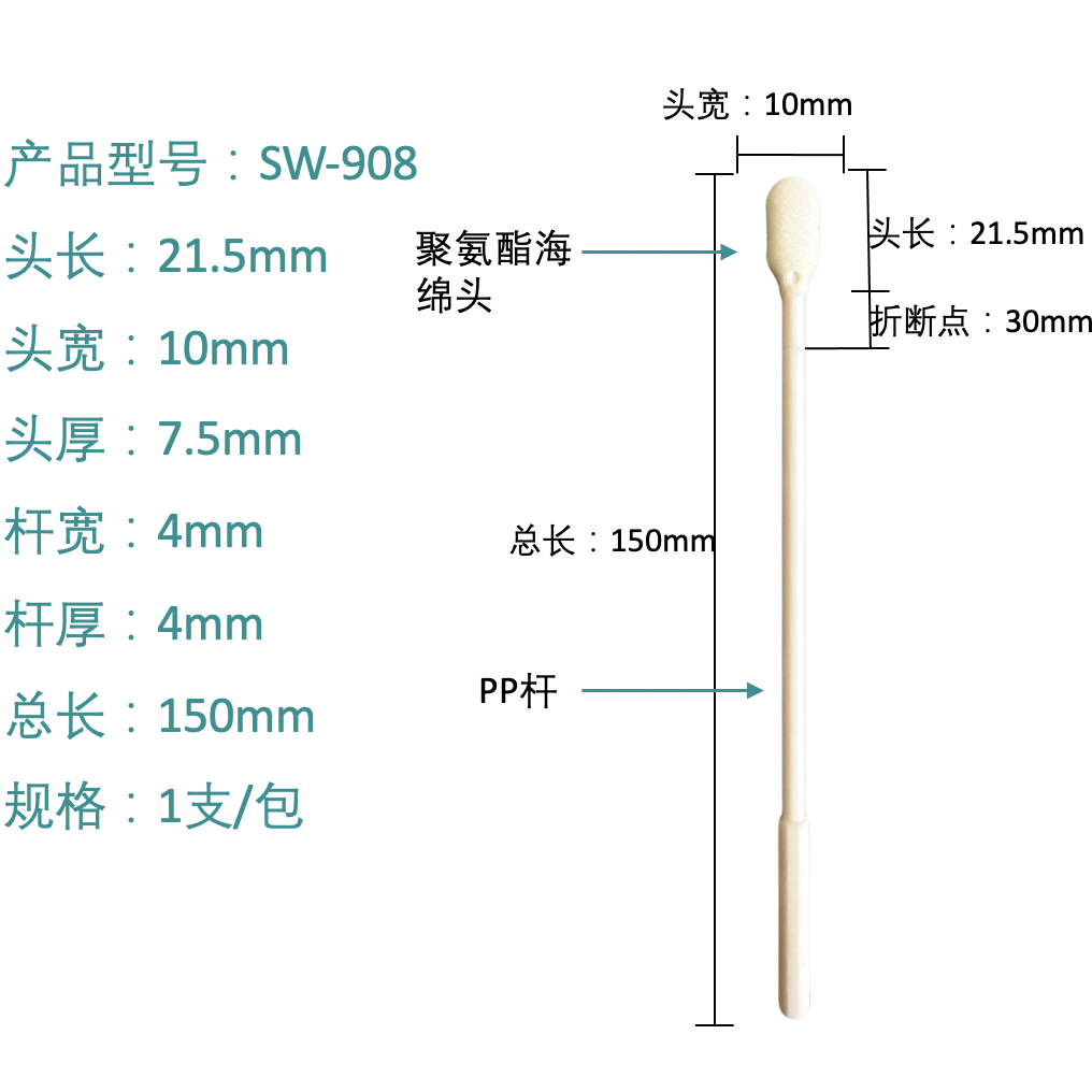 Aplicador de punta de espuma de poliuretano SW-908 con punto de ruptura